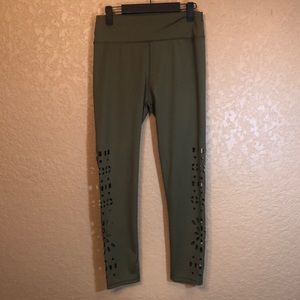 Lida Collection - Hunter Green Leggings w/Side Cutouts